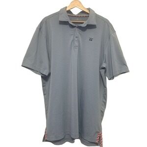 Bald Head Blues Albatross Performance Polo Shirt Mens L Blue Stripe Golf Stretch